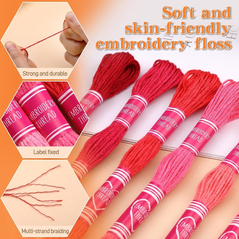 Dercuy Embroidery Floss,12 Skeins Red Embroidery Thread,Friendship Bracelet String for DIY Making,Embroidery Crafts - Image 3